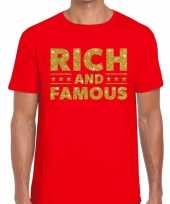 Rood rich and famous goud fun t-shirt voor heren kopen