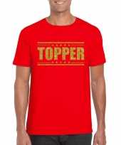 Rood topper shirt in gouden glitter letters heren kopen