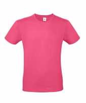 Set van 2x stuks basic heren shirt met ronde hals fuchsia roze van katoen maat s 48 kopen