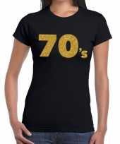 Seventies goud fun t-shirt zwart voor dames kopen