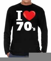 Seventies long sleeve shirt met i love 70s bedrukking zwart voor heren kopen