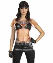 Shirt met bikervrouw opdruk