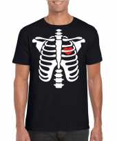 Skelet halloween t-shirt zwart voor heren kopen