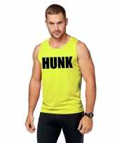 Sport-shirt met tekst hunk neon geel heren kopen