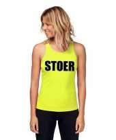 Sport-shirt met tekst stoer neon geel dames kopen