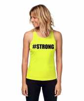 Sport-shirt met tekst strong neon geel dames kopen