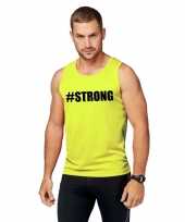 Sport-shirt met tekst strong neon geel heren kopen