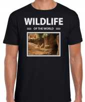 Stokstaartje foto t-shirt zwart voor heren wildlife of the world cadeau shirt stokstaartjes liefhebber kopen