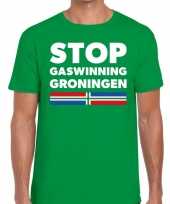 Stop gaswinning groningen protest t-shirt groen voor heren kopen