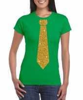 Stropdas t-shirt groen met glitter das dames kopen