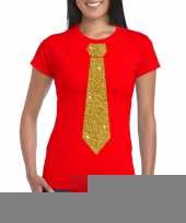 Stropdas t-shirt rood met glitter das dames kopen