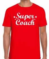 Super coach fun t-shirt rood voor heren bedankt cadeau voor een coach kopen