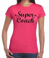 Super coach fun t-shirt roze voor voor dames bedankt cadeau voor een coach kopen