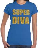 Super diva fun t-shirt blauw voor dames kopen