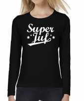 Super juf cadeau t-shirt long sleeve zwart voor voor dames kopen