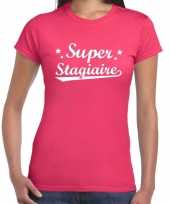 Super stagiaire kado shirt roze voor dames kopen