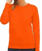 Sweater sweatshirt trui oranje met ronde hals en raglan mouwen voor dames koningsdag supporter kopen