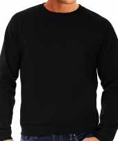 Sweater sweatshirt trui zwart met ronde hals en raglan mouwen voor mannen kopen