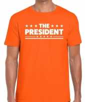 The president fun t-shirt oranje voor heren kopen