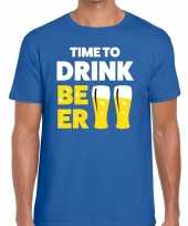 Time to drink beer fun t-shirt voor heren blauw kopen