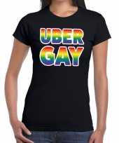 Uber gay gaypride tekst fun shirt zwart dames kopen