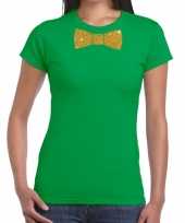 Vlinderdas t-shirt groen met glitter das dames kopen