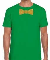 Vlinderdas t-shirt groen met glitter das heren kopen