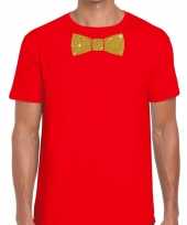 Vlinderdas t-shirt rood met glitter das heren kopen