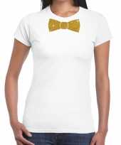 Vlinderdas t-shirt wit met glitter das dames kopen