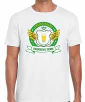 Vrijgezellenfeest groen geel drinking team t-shirt wit heren kopen