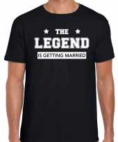 Vrijgezellenfeest-shirt the legend is getting married zwart voor heren kopen