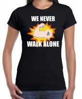 We never walk alone t-shirt coronacrisis zwart voor dames kopen