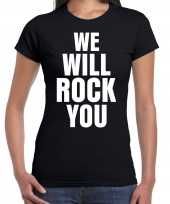 We will rock you shirt zwart foute tekst-shirt voor dames kopen