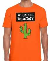 Wil je een knuffel fun t-shirt oranje voor heren kopen