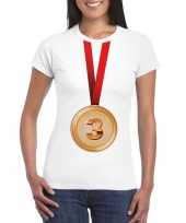 Winnaar bronzen medaille shirt wit dames kopen