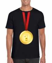 Winnaar gouden medaille shirt zwart heren kopen