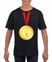 Winnaar gouden medaille shirt zwart kinderen kopen