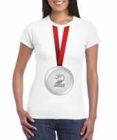 Winnaar zilveren medaille shirt wit dames kopen