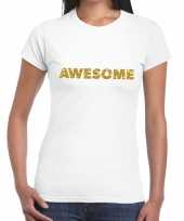 Wit awesome goud fun t-shirt voor dames kopen