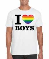Wit i love boys homo regenboog t-shirt heren kopen