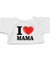 Wit knuffel shirt i love mama maat xl voor clothies knuffel 13 x 9 cm kopen