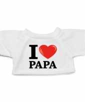 Wit knuffel shirt i love papa maat xl voor clothies knuffel 13 x 9 cm kopen