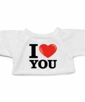 Wit knuffel shirt i love you maat xl voor clothies knuffel 13 x 9 cm kopen