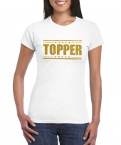 Wit topper shirt in gouden glitter letters dames kopen