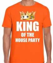 Woningsdag king of the house party t-shirts voor thuisblijvers tijdens koningsdag oranje heren kopen