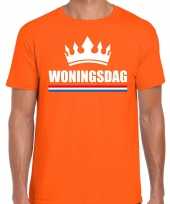 Woningsdag t-shirt voor thuisblijvers tijdens koningsdag oranje heren kopen