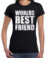 Worlds best friend kado t-shirt zwart voor dames cadeau shirt verjaardag kopen