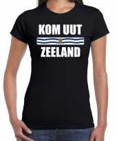 Zeeuws dialect-shirt kom uut zeeland met zeeuwse vlag zwart voor dames kopen
