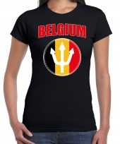 Zwart fan shirt kleding belgium met drietand ek wk voor dames kopen