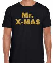 Zwart kerst-shirt kerstkleding mr x mas gou glitterd op zwart heren kopen 10176082